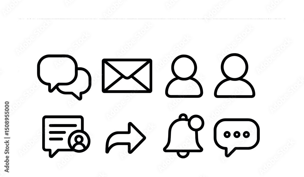 Poster communication and notification icons set for apps and websites