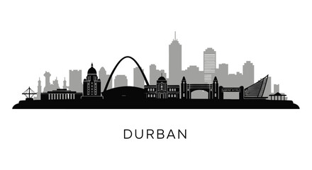 Obraz premium Durban Skyline Silhouette with South Africa.