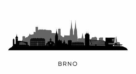 Naklejka premium Brno Skyline Czech City Silhouette.