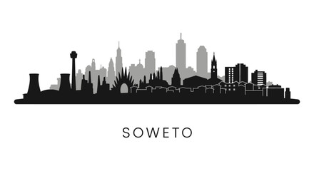Obraz premium Soweto Skyline Black and White Cityscape.