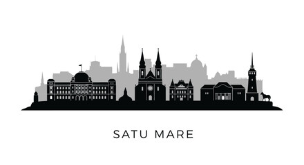 Fototapeta premium Satu Mare skyline silhouette with Romania cityscape.