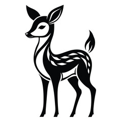Elegant black and white deer silhouette illustration