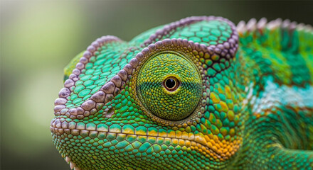 Obraz premium chameleon on a green background