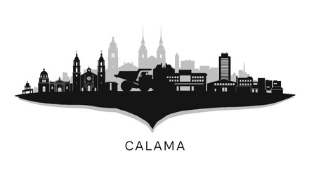 Naklejka premium Calama Skyline with Chile, and Cityscape Silhouette.