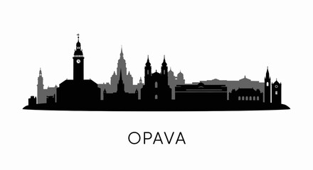 Obraz premium Opava Silhouette with Czech Republic, Cityscape, and Skyline.