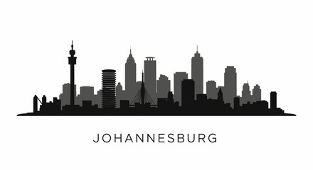 Fototapeta premium Johannesburg Skyline Silhouette with South Africa.