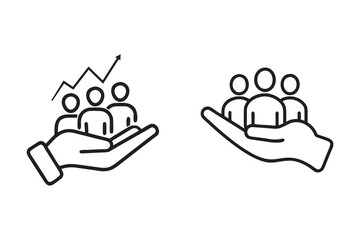 Team Grow Icon, human resource development vector icons showing care, growth and team management concepts