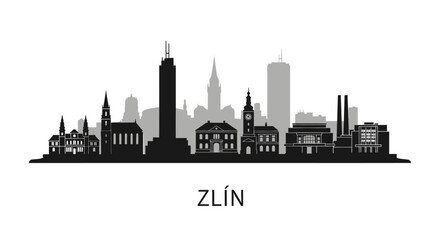 Zlin Cityscape Czech Republic Skyline Silhouette.