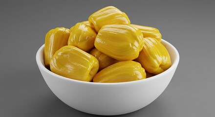 Fresh Jackfruit Segments in White Bowl Close Up of Tropical Fruit Ready to Eat Snack