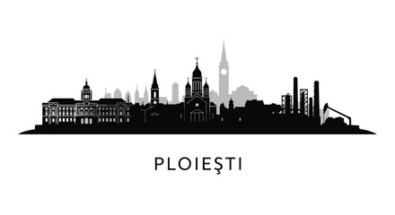 Fototapeta premium Ploiesti Romania Skyline Silhouette.