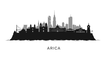 Obraz premium Arica skyline with Chile City silhouette.