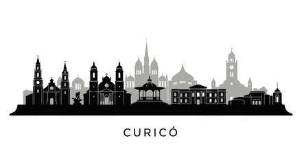 Fototapeta premium Curic Chile Skyline with Silhouette, and Cityscape.