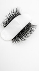 False eyelashes on a white holder