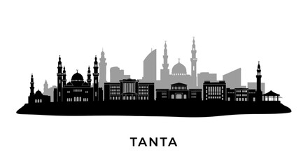 Fototapeta premium Tanta with Egypt skyline silhouette Cityscape vector.