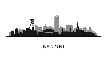 Fototapeta premium Benoni South Africa Skyline Silhouette Vector.
