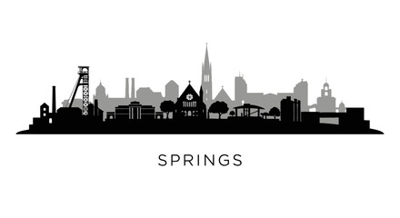 Fototapeta premium Springs with Gauteng Skyline Silhouette Vector.