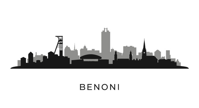Benoni South Africa Skyline Silhouette Vector.