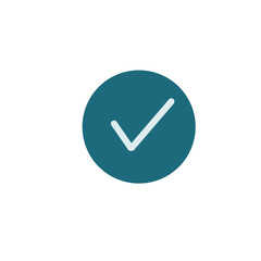 A light gray checkmark inside a solid teal circle, signifying confirmation or correctness.