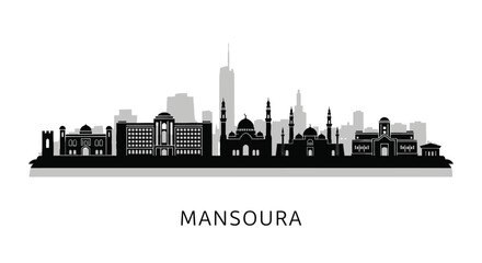 Obraz premium Mansoura Egypt Skyline Silhouette.