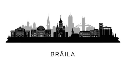 Naklejka premium Braila Skyline Romania Cityscape Silhouette.