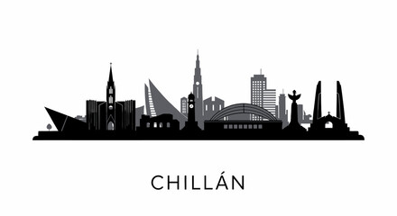 Fototapeta premium Chilln with Chile Skyline Cityscape Silhouette.