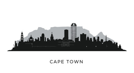 Obraz premium Cape Town Skyline with Silhouette, and South Africa.