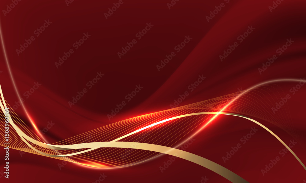 Aufkleber abstract gold red ribbon curve overlap on grey luxury background vector