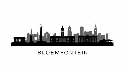 Bloemfontein South Africa Skyline Silhouette.