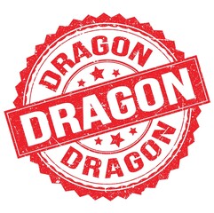 DRAGON text on red round stamp sign