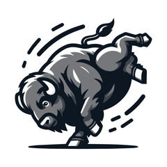 Buffalo Mascot BreakDancing, Vector Mascot