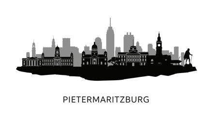 Obraz premium Pietermaritzburg Silhouette Black and White.