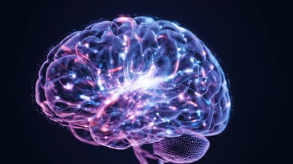 Brain activation with glowing neural connections animation
