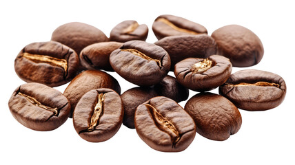 Naklejka premium Same-Sized Coffee Beans PNG Falling and Scattered from Top