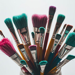 Fototapeta premium set of paint brushes on white back ground