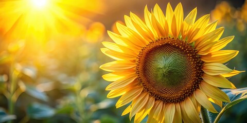 Obraz premium A close-up of a sunflower with its delicate petals unfolding towards the sun's warm rays