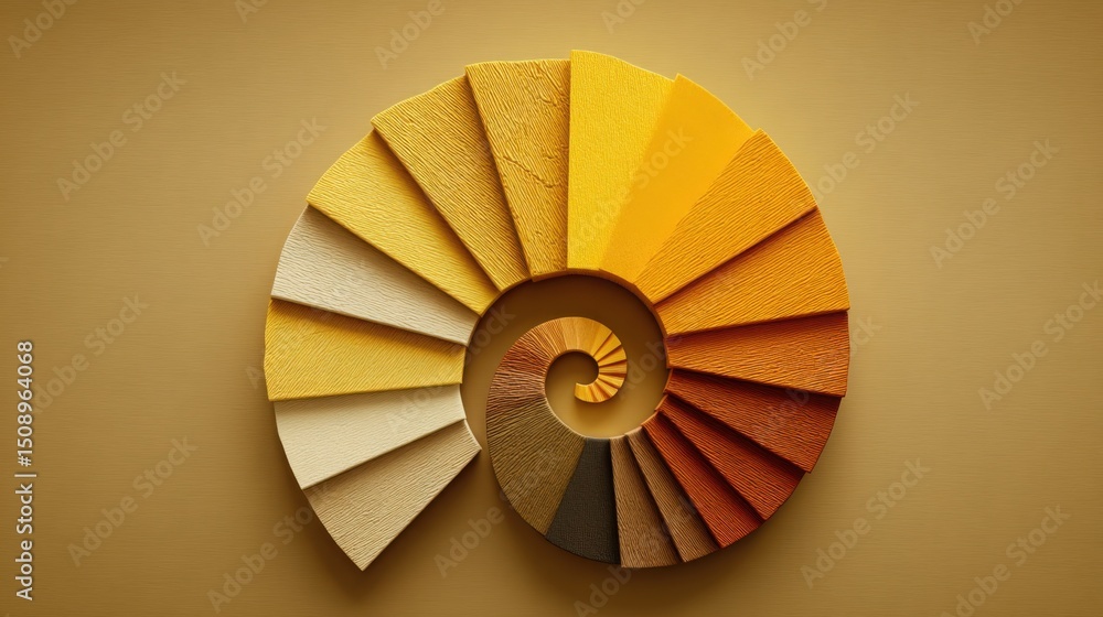 Poster circular wooden object representing the golden ratio chart icon concept with intricate layout and de