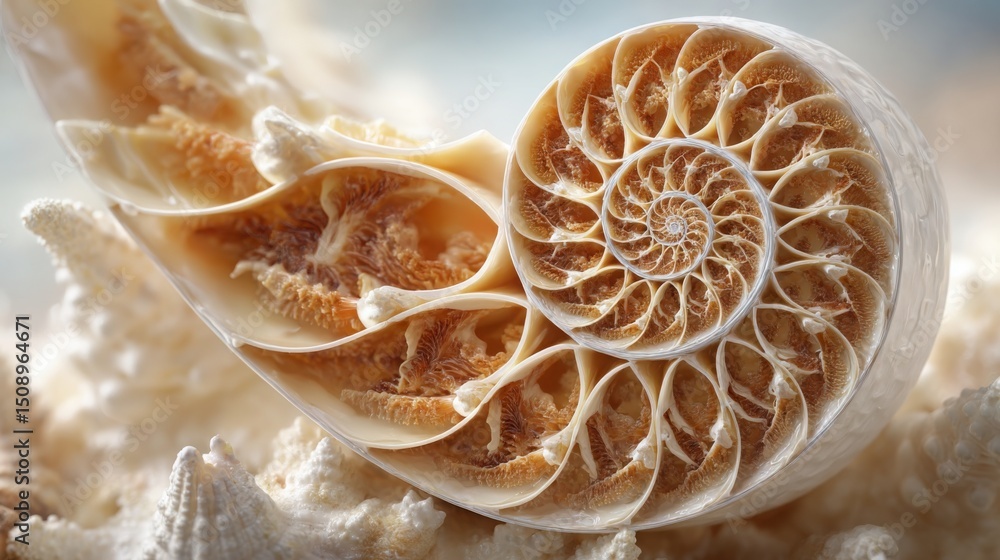 Poster unique with a beautiful spiral design captured in natural light showcasing its intricate patterns an