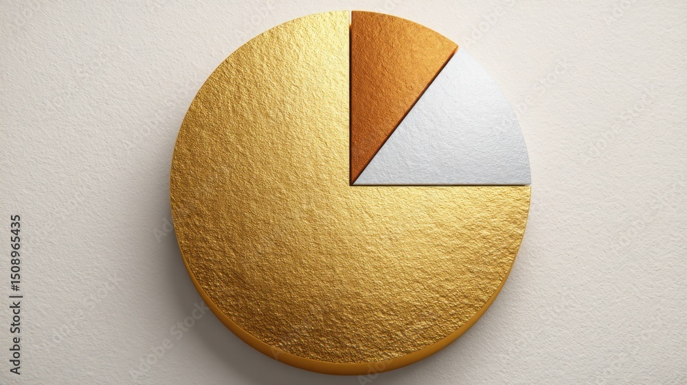 Poster gold and silver pie chart representing financial framework concepts in an infographic design for inv