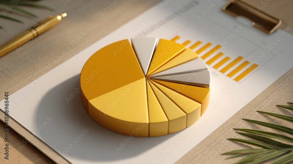 Poster paper with pie chart illustration depicting financial framework concepts as an infographic for easy 