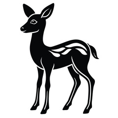 Black deer vector silhouette illustration of a wild animal