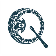 Stylized Shamanic Drum Journey Vector Illustration