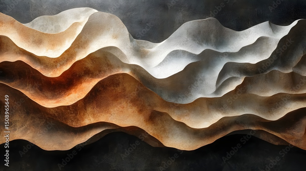 Poster an abstract and textured background with soft color gradients, resembling flowing waves and smooth l