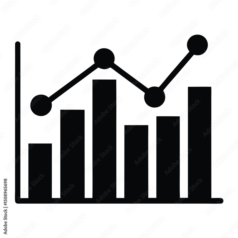 Poster data analyst element isolated data trends chart on white background
