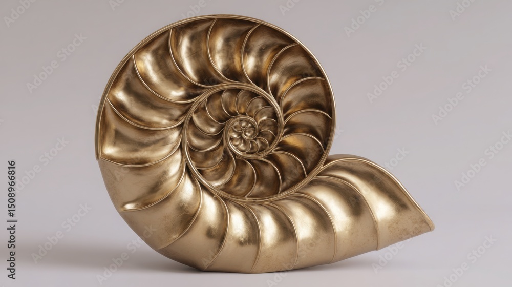 Poster a nautilus displaying the beautiful spirals of nature and the mathematical precision of the golden r