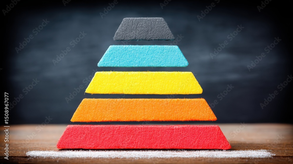 Poster vibrant pyramid of colorful sponges arranged in a neat stack showcasing artistic design and playful 