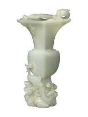 Antique Chinese Jade Vase with Dragon and Phoenix - 18-19th Century