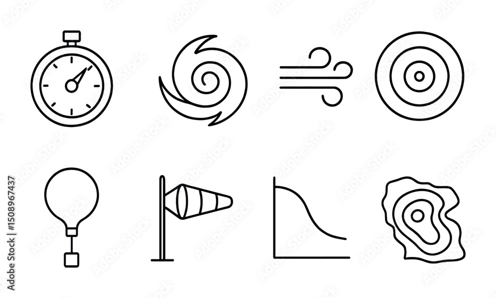 Poster weather and navigation icons for digital and print design projects