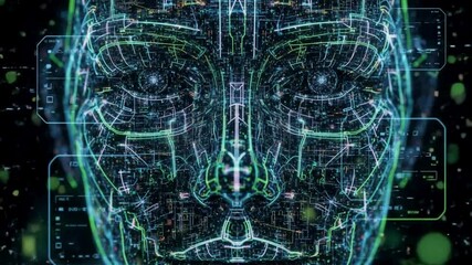 Digital circuit board pattern with green highlights
- Powered by Adobe