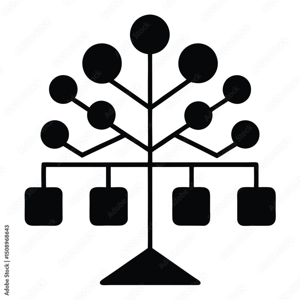 Poster data analyst element isolated decision tree on white background