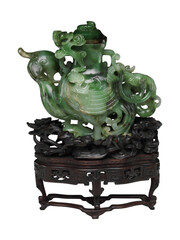 Antique Chinese Jade Heavenly Rooster Vase - 18-19th Century Art